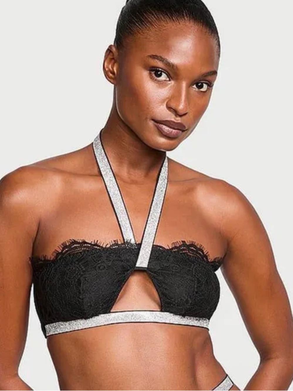 Victoria’s Secret Rhinestone Lace Halter Bralette – Size L – NWT